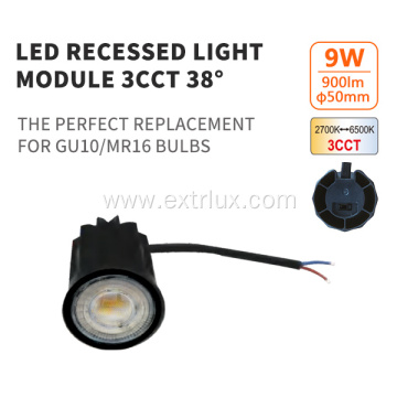 Black spotlight led recessed module downlight 9W 3CCT